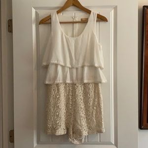 White Chiffon and Lace Romper
